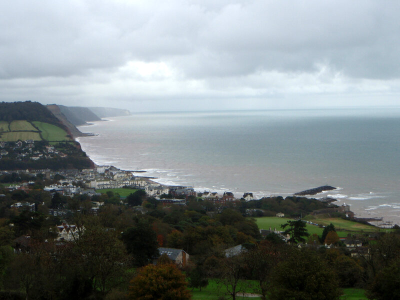 Coastal Town on Cliff — Gray