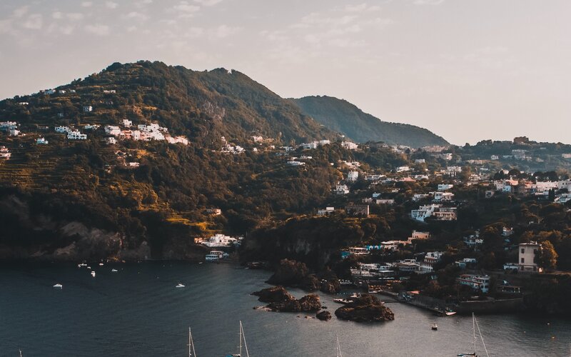 Coastal Town on Hillside — Green