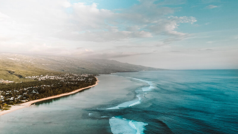 Coastal Town on Island — Blue