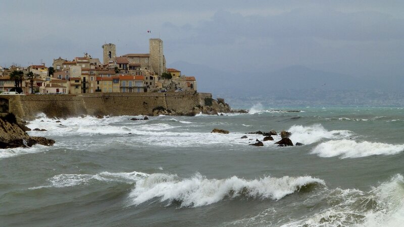 Coastal Town on Rocky Cliff