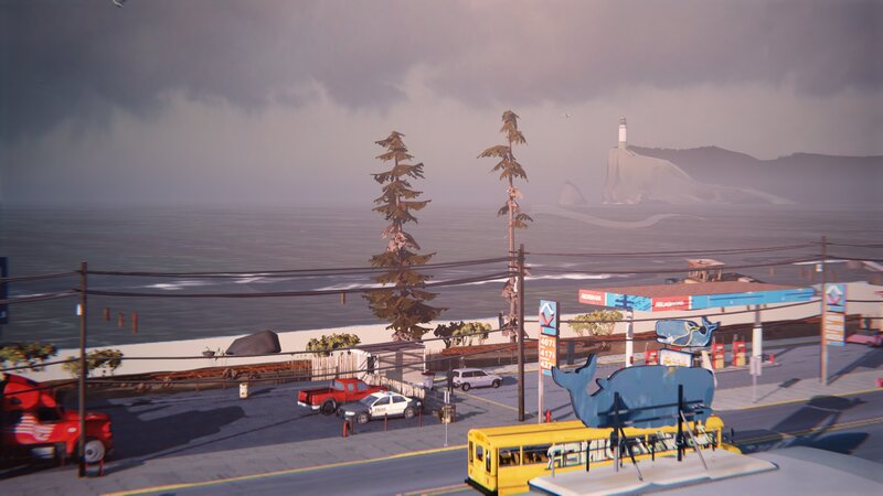 Coastal Town Scene — Gray