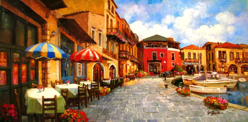 Coastal Town Street — Blue, Serene