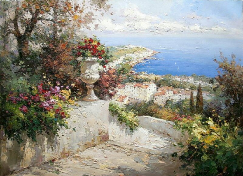 Coastal Town View — Blue, Serene, Afternoon