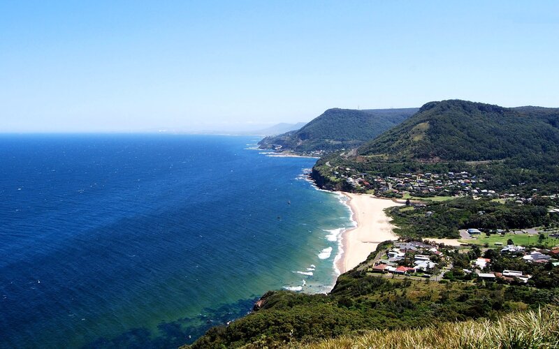 Coastal Town with Beach — Blue
