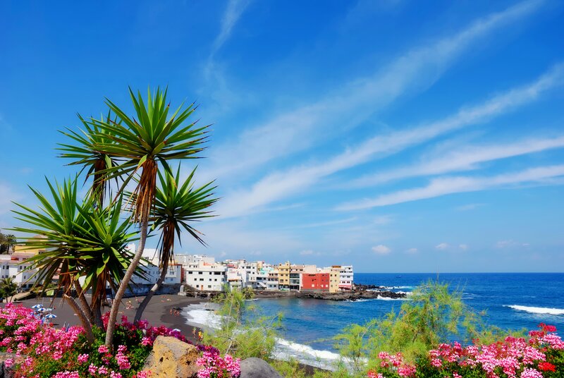 Coastal Town with Black Sand