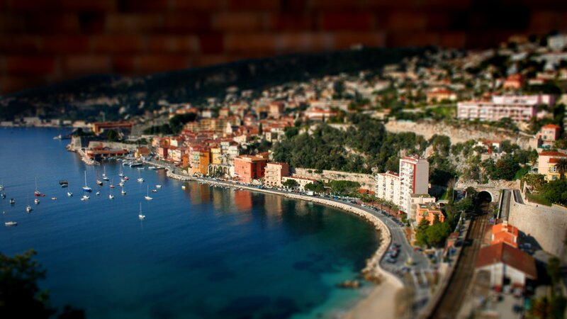 Coastal Town with Boats — Blue, Serene, Afternoon, Photograph