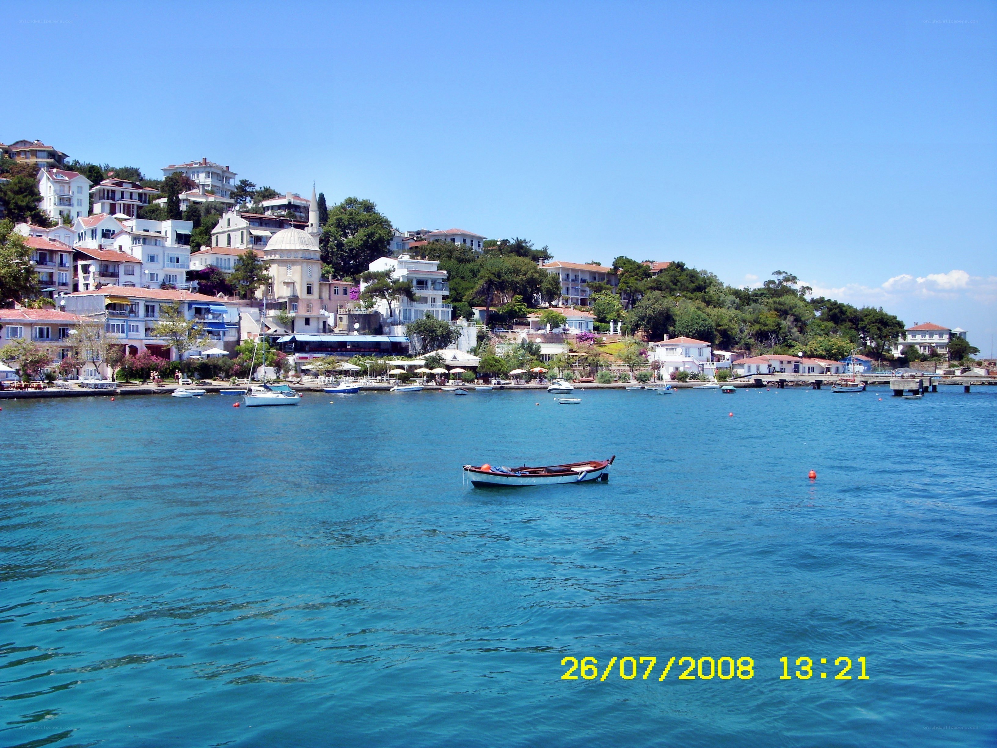 Coastal town with boats