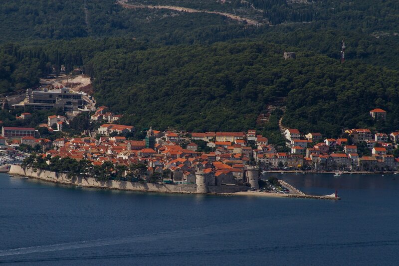 Coastal Town with Castle — Blue