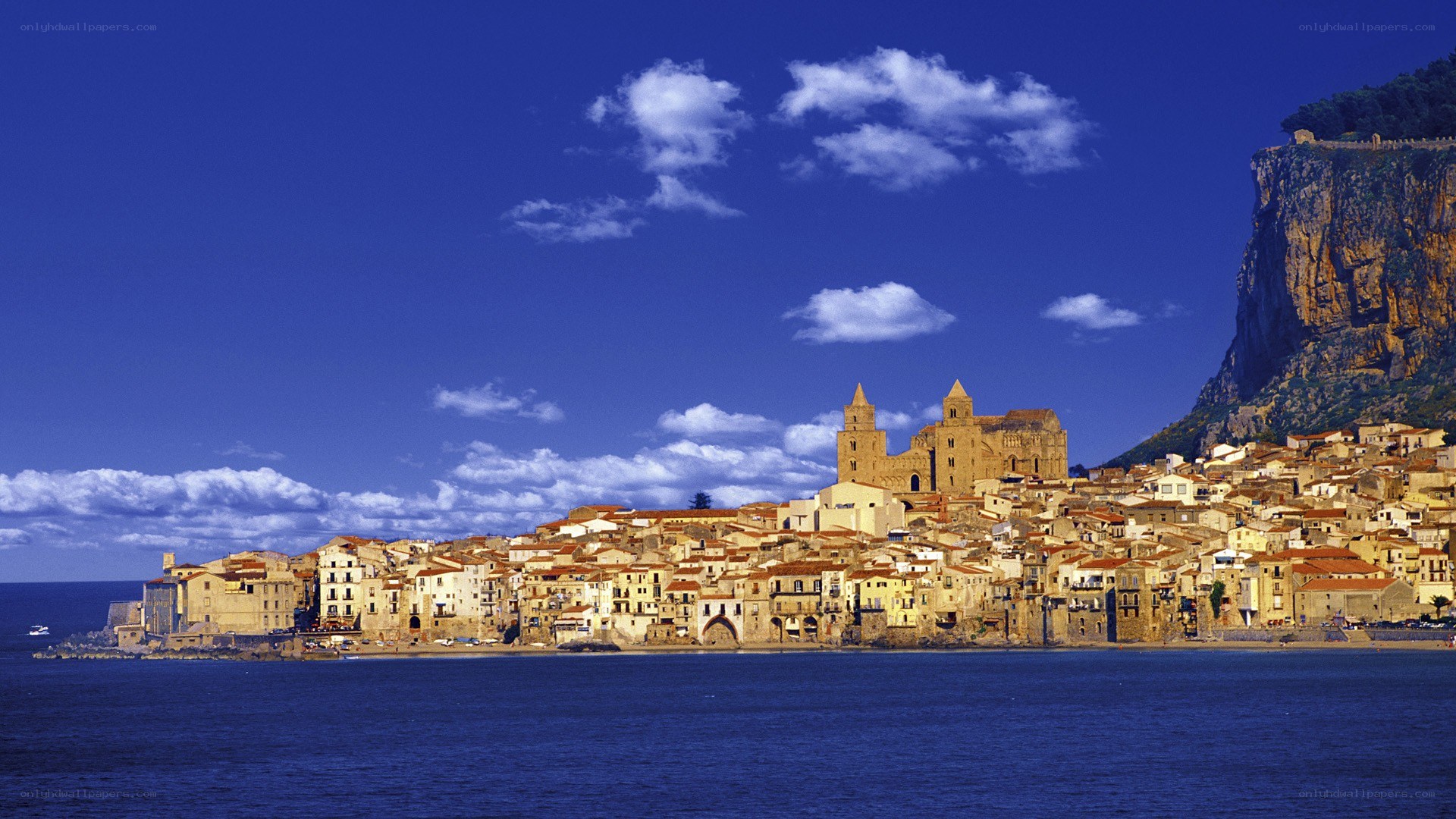 Coastal town with cathedral