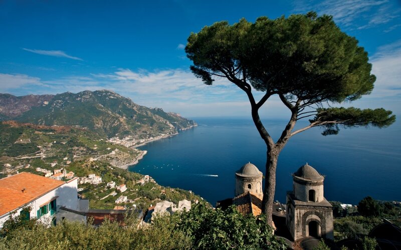 Coastal Town with Church Towers