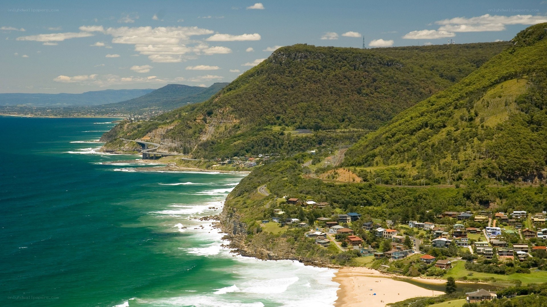 coastal town with cliffs and ocean