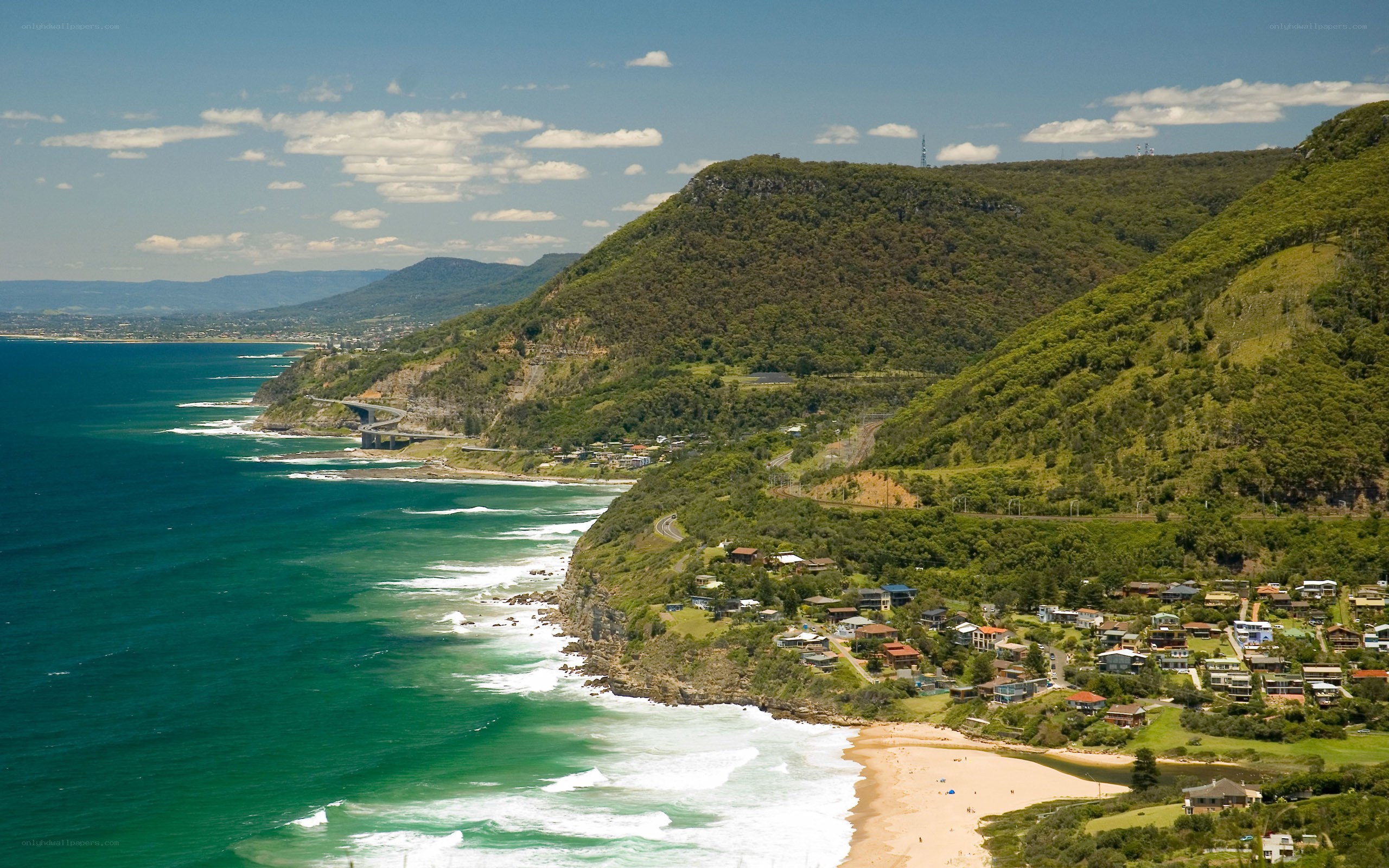coastal town with cliffs and ocean