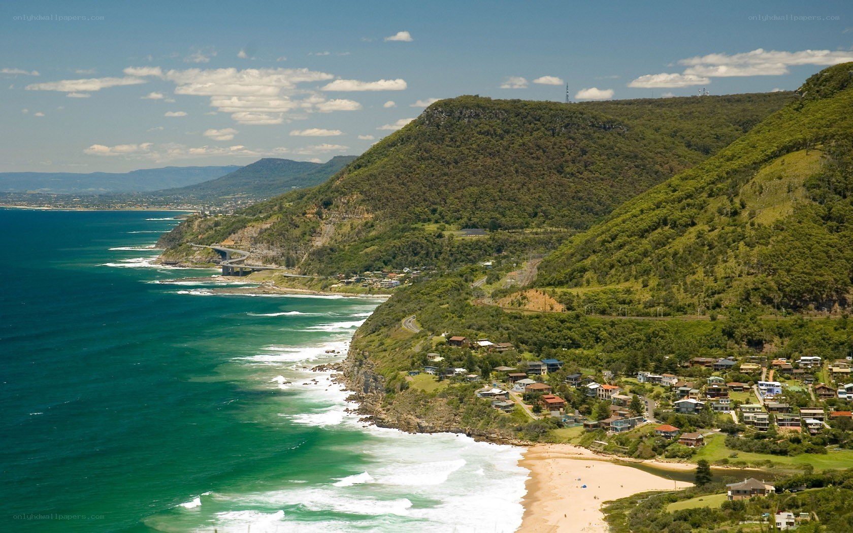 coastal town with cliffs and ocean