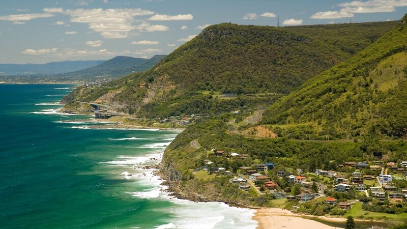 Coastal Town with Cliffs — Green