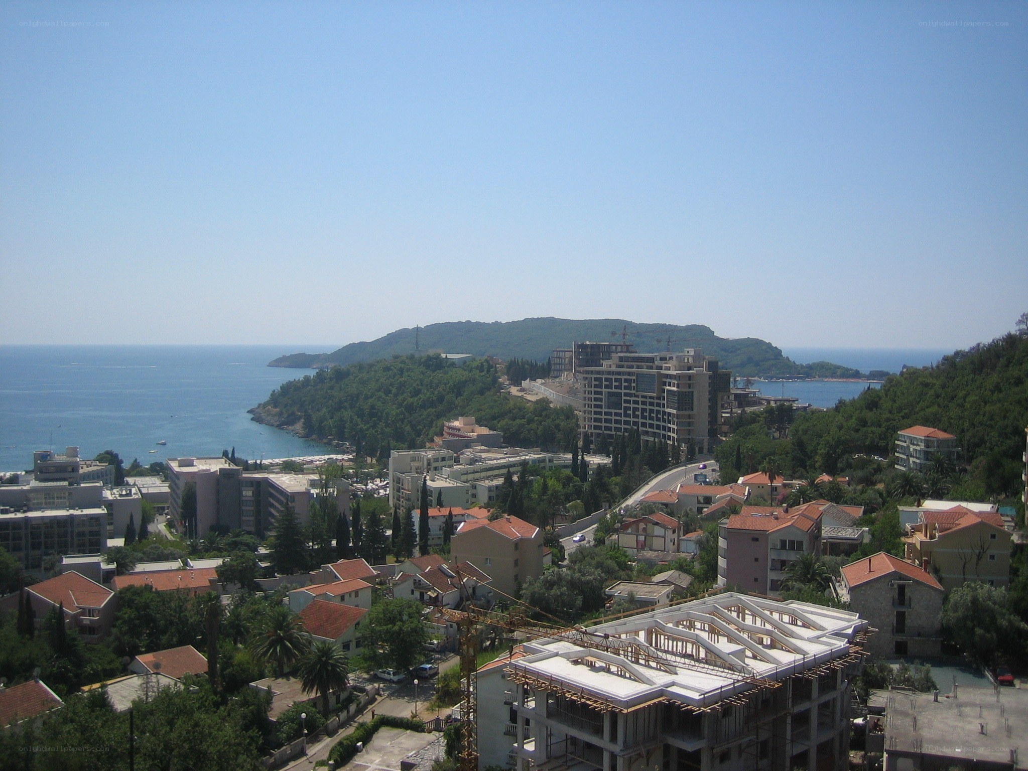coastal town with construction site