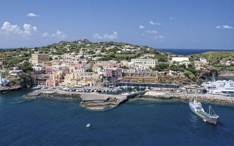 coastal town with harbor