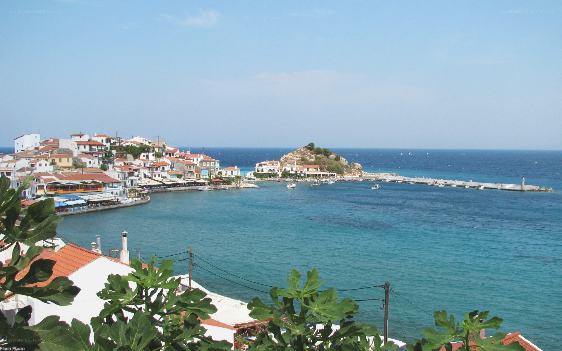 Coastal town with harbor