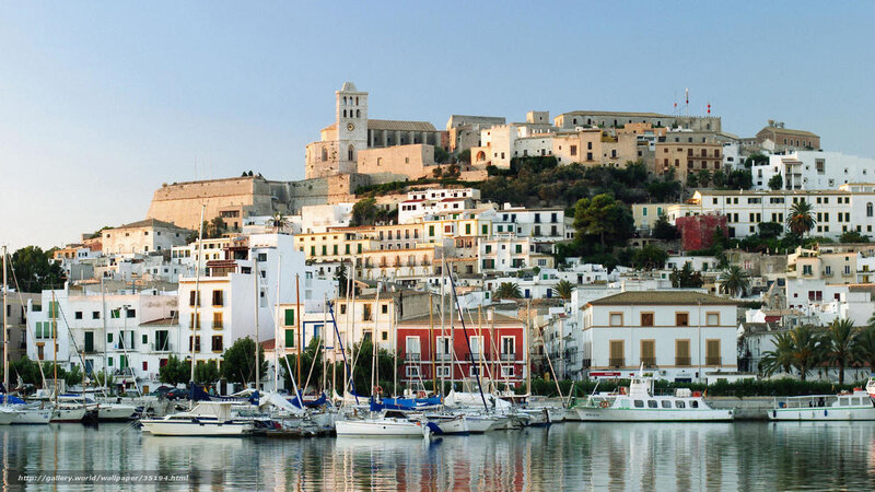 Coastal town with harbor and church