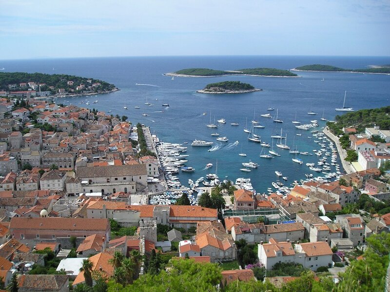 Coastal Town with Harbor — Blue, Serene