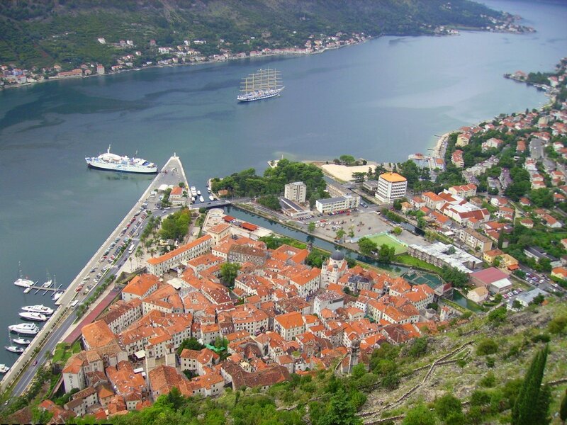 coastal town with historic buildings