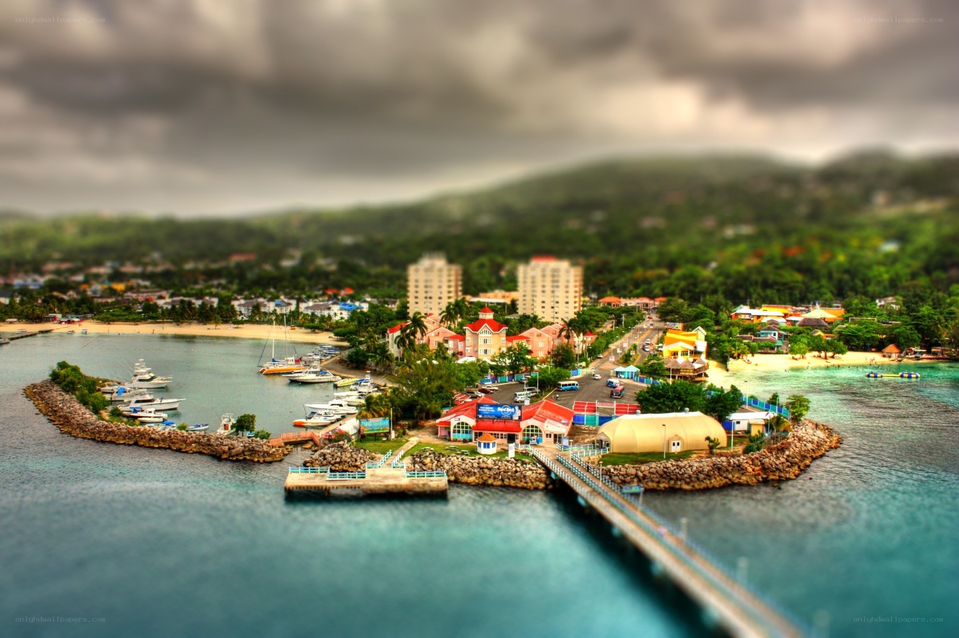 coastal town with marina
