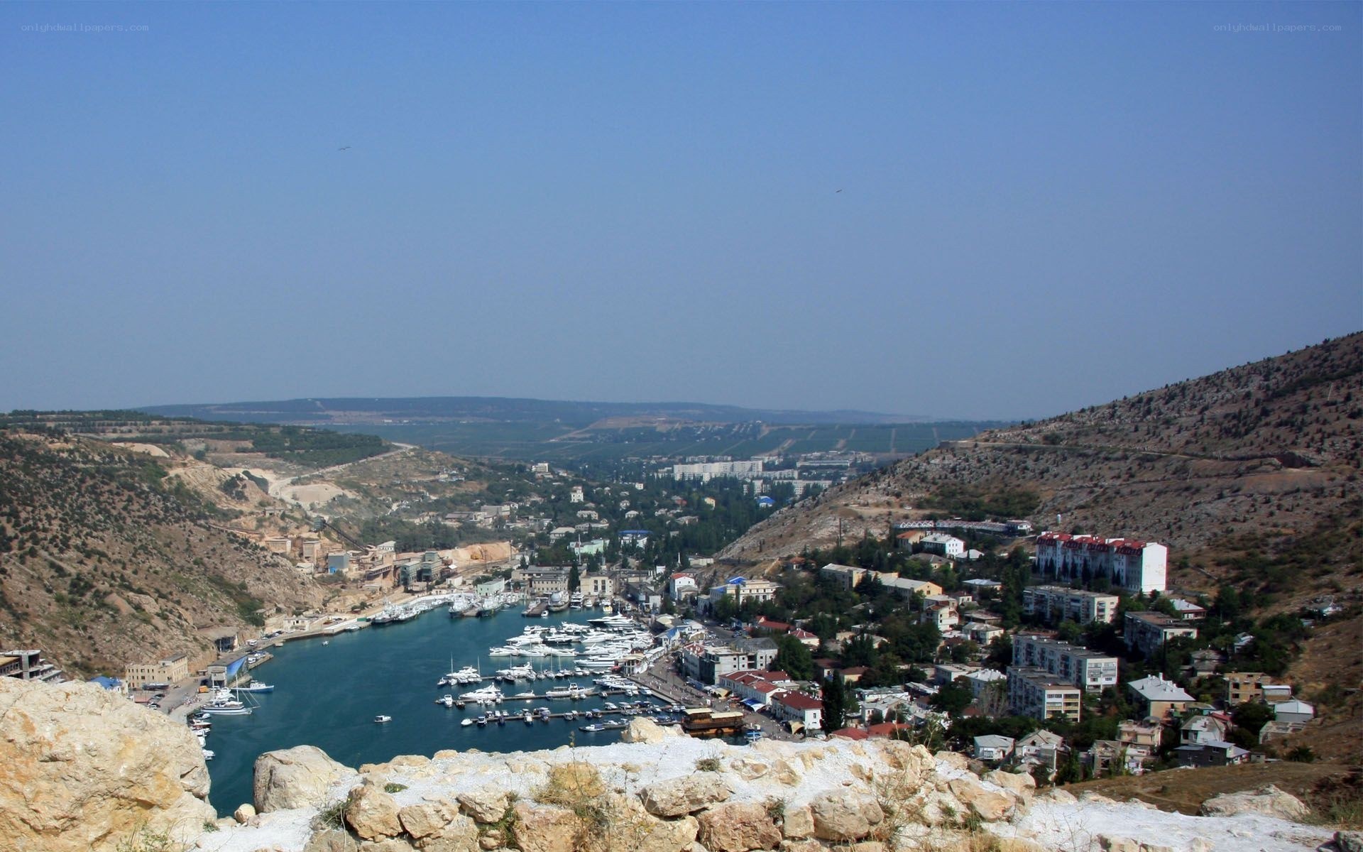 coastal town with marina
