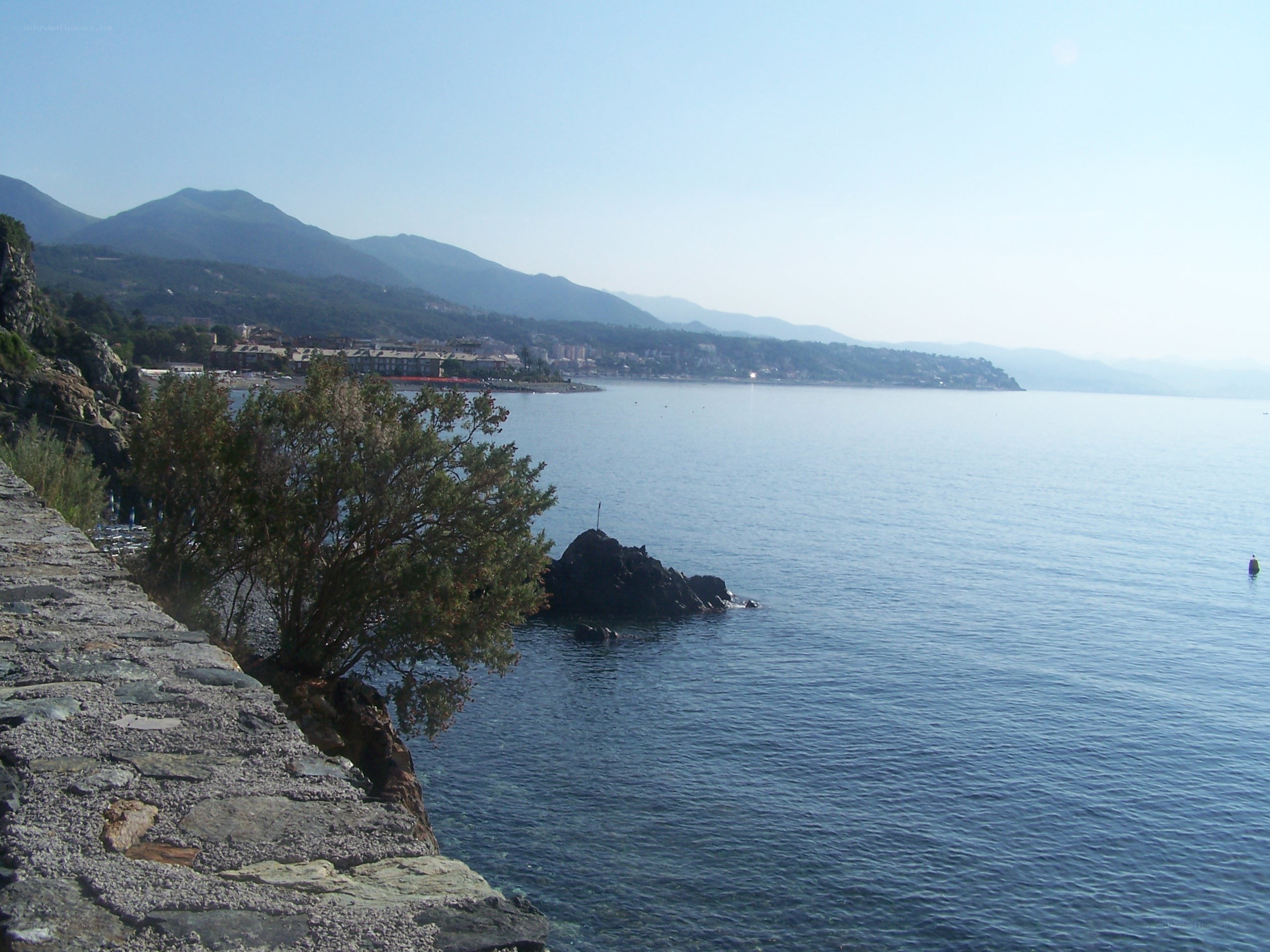 coastal town with mountains