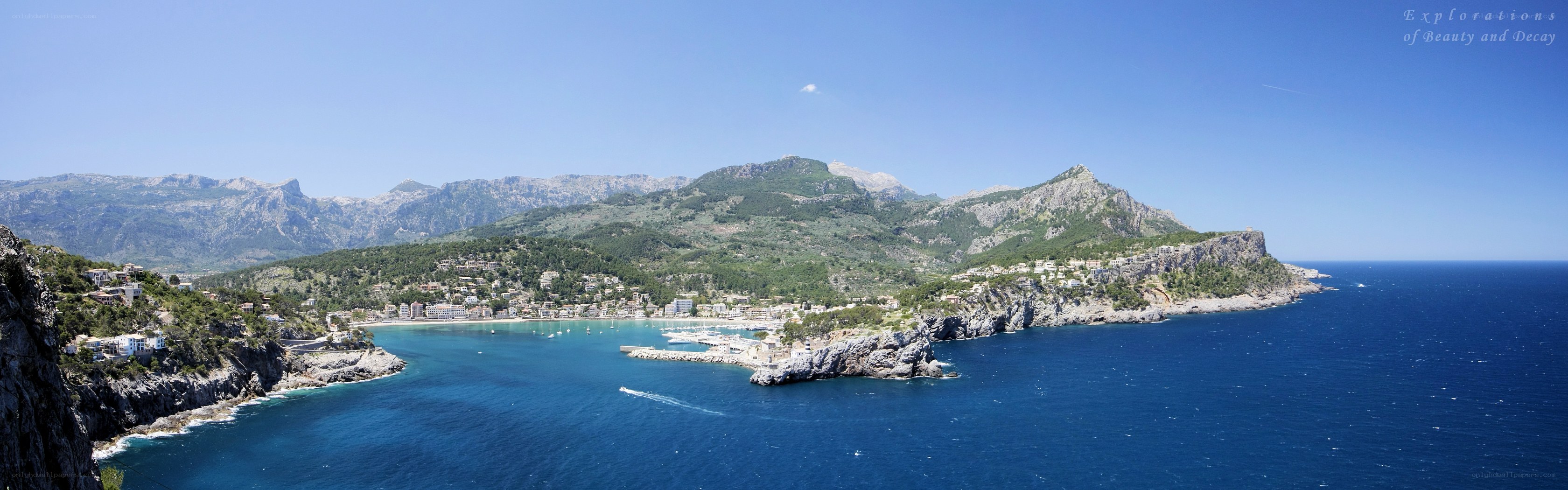 coastal town with mountains