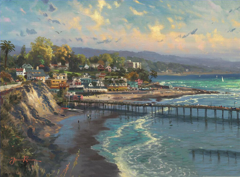 Coastal Town with Pier — Blue