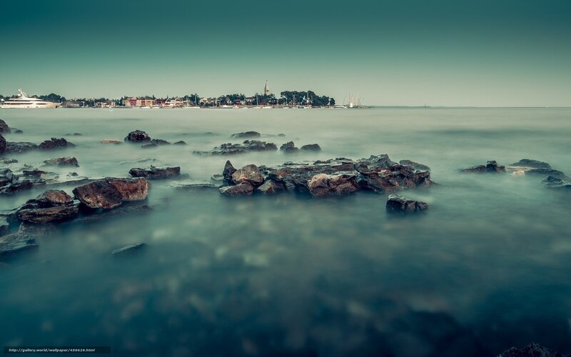 Coastal Town with Rocks