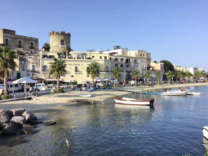 Coastal Town with Tower