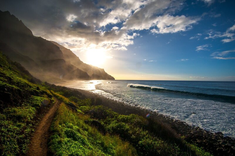 Coastal Trail at Sunset — Green