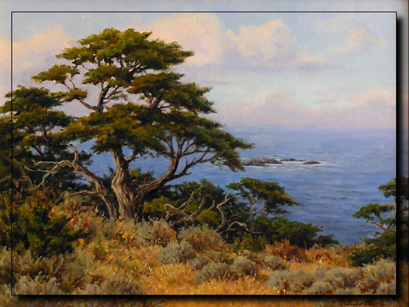Coastal Tree Overlooking Ocean — Blue