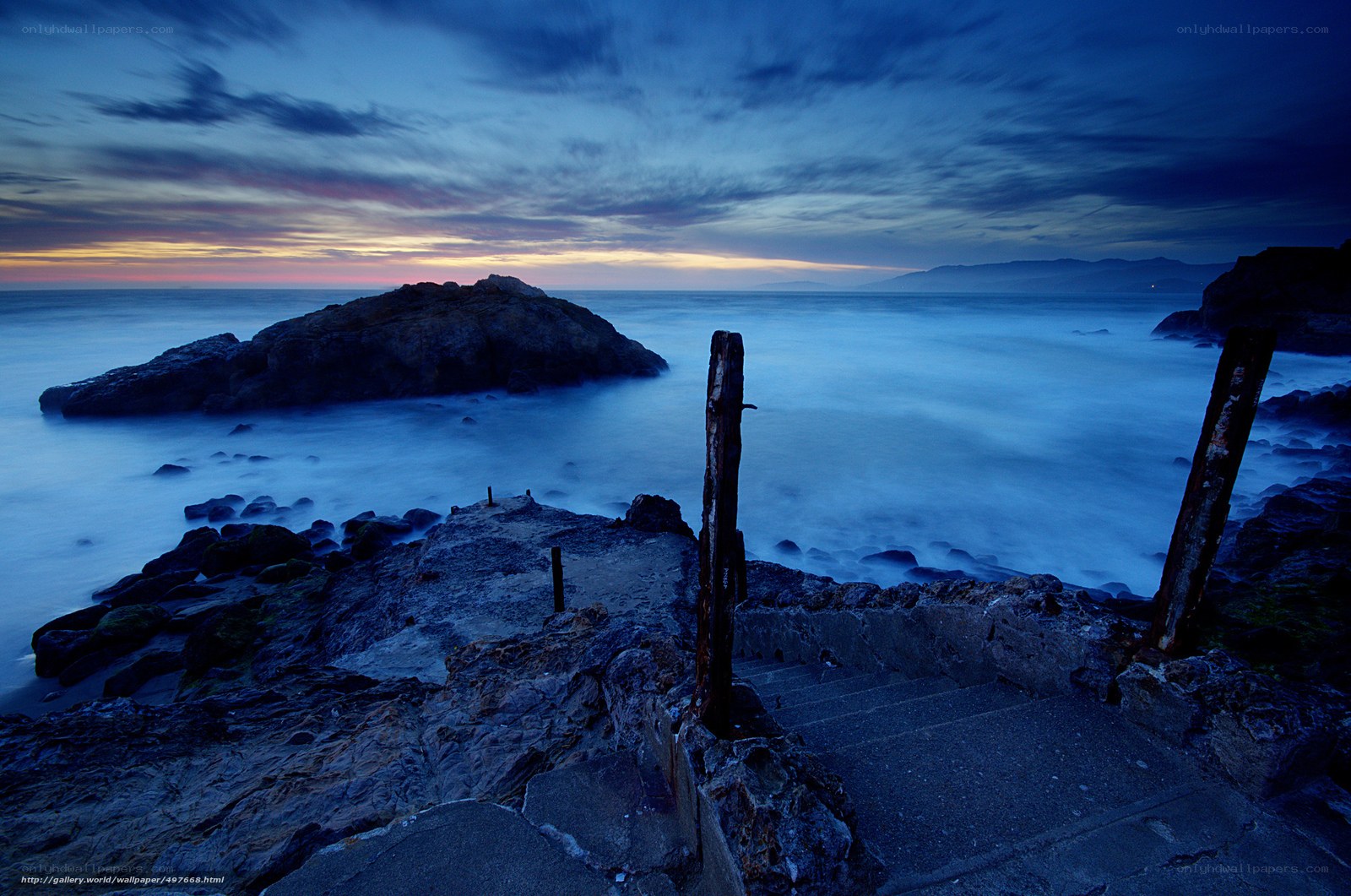coastal twilight with stone steps