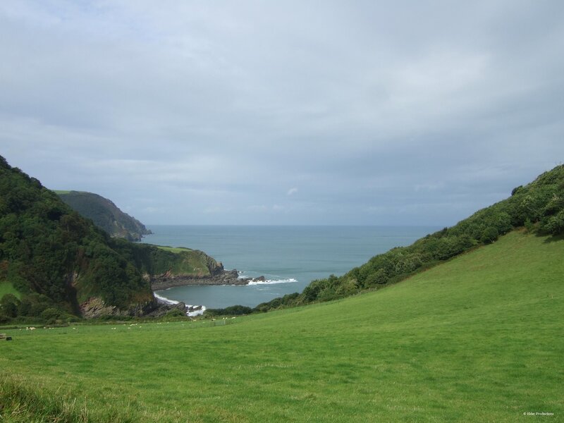 coastal valley with green hills