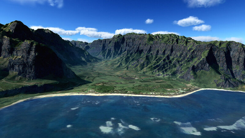 coastal valley with mountains