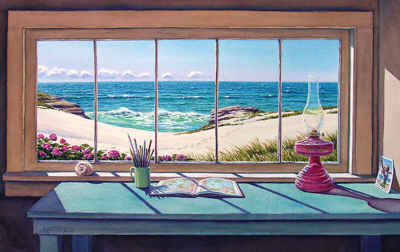 Coastal view from a window