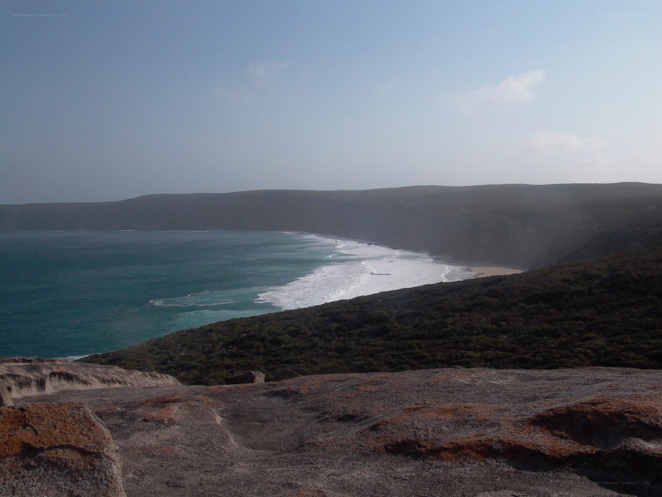 coastal view from rocky cliff