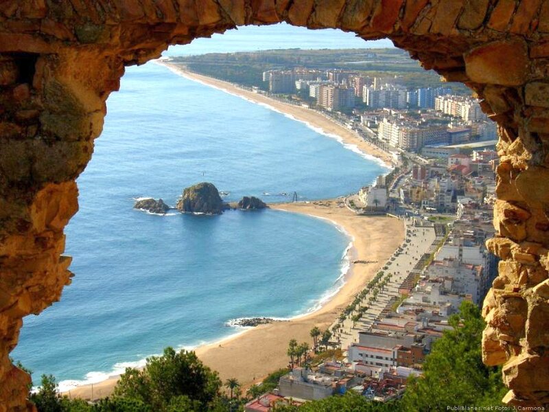coastal view from stone arch