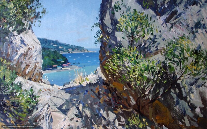 Coastal View Through Rocks