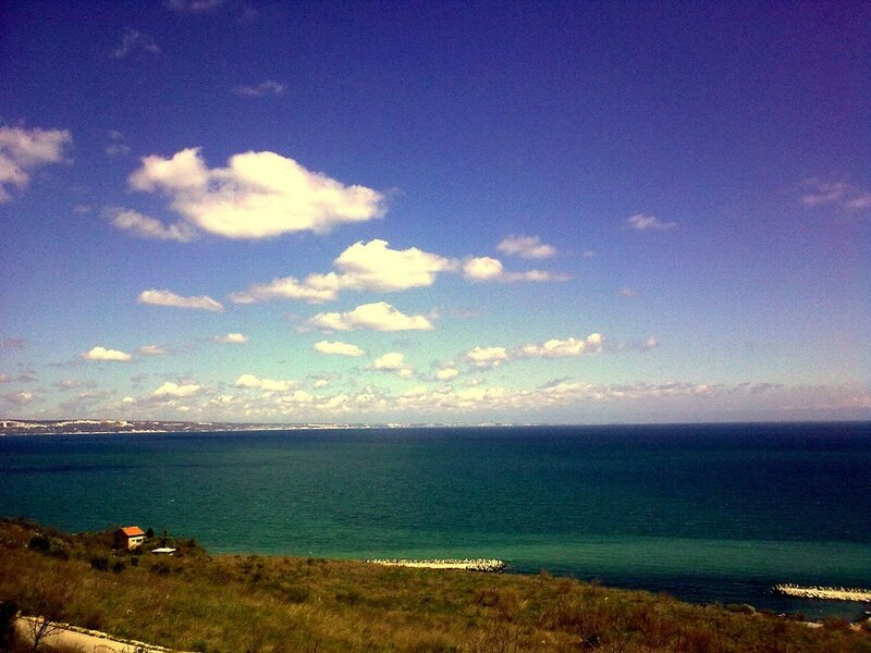Coastal view with blue sky