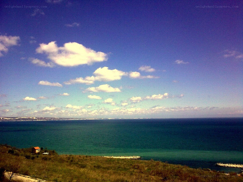 Coastal view with blue sky