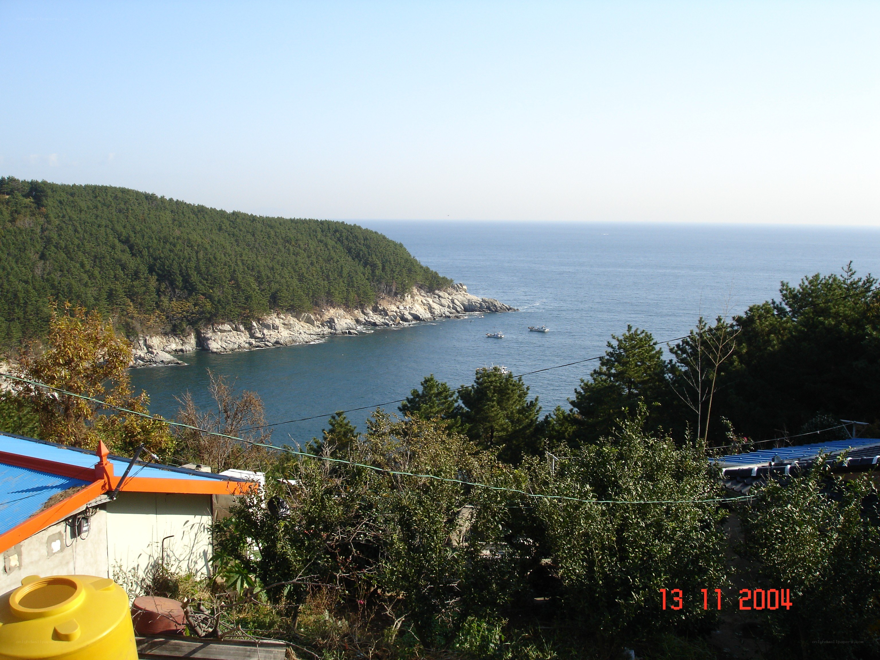 coastal view with boats