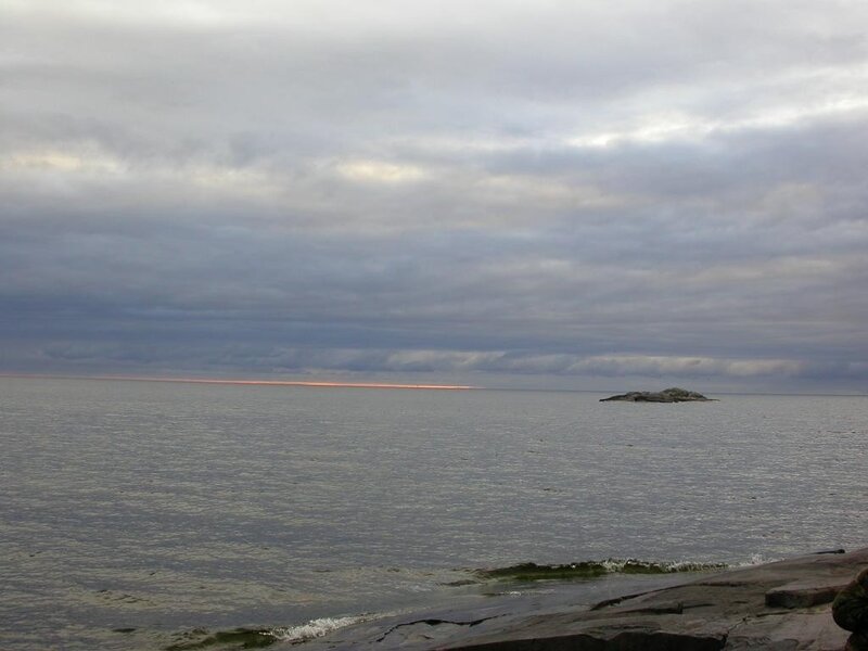 coastal view with distant island