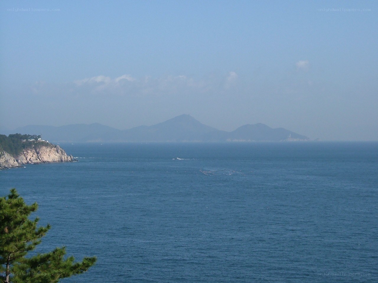 coastal view with distant islands