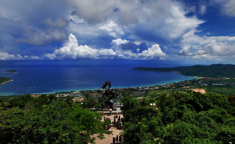 Coastal view with dragon statue