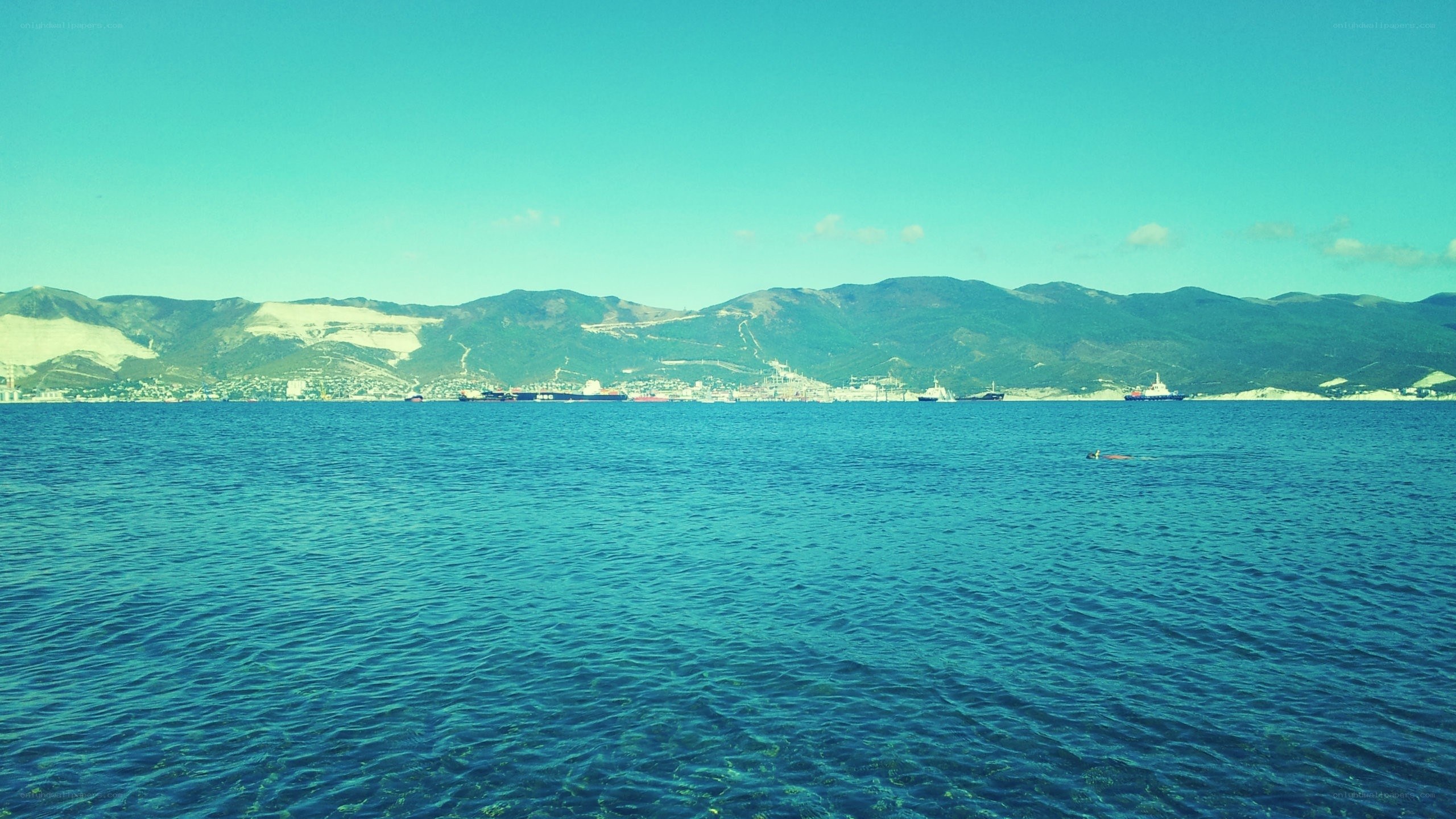 coastal view with mountains