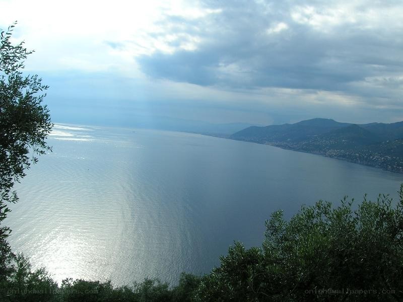 coastal view with mountains