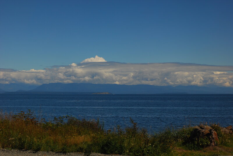 Coastal View with Mountains — Blue