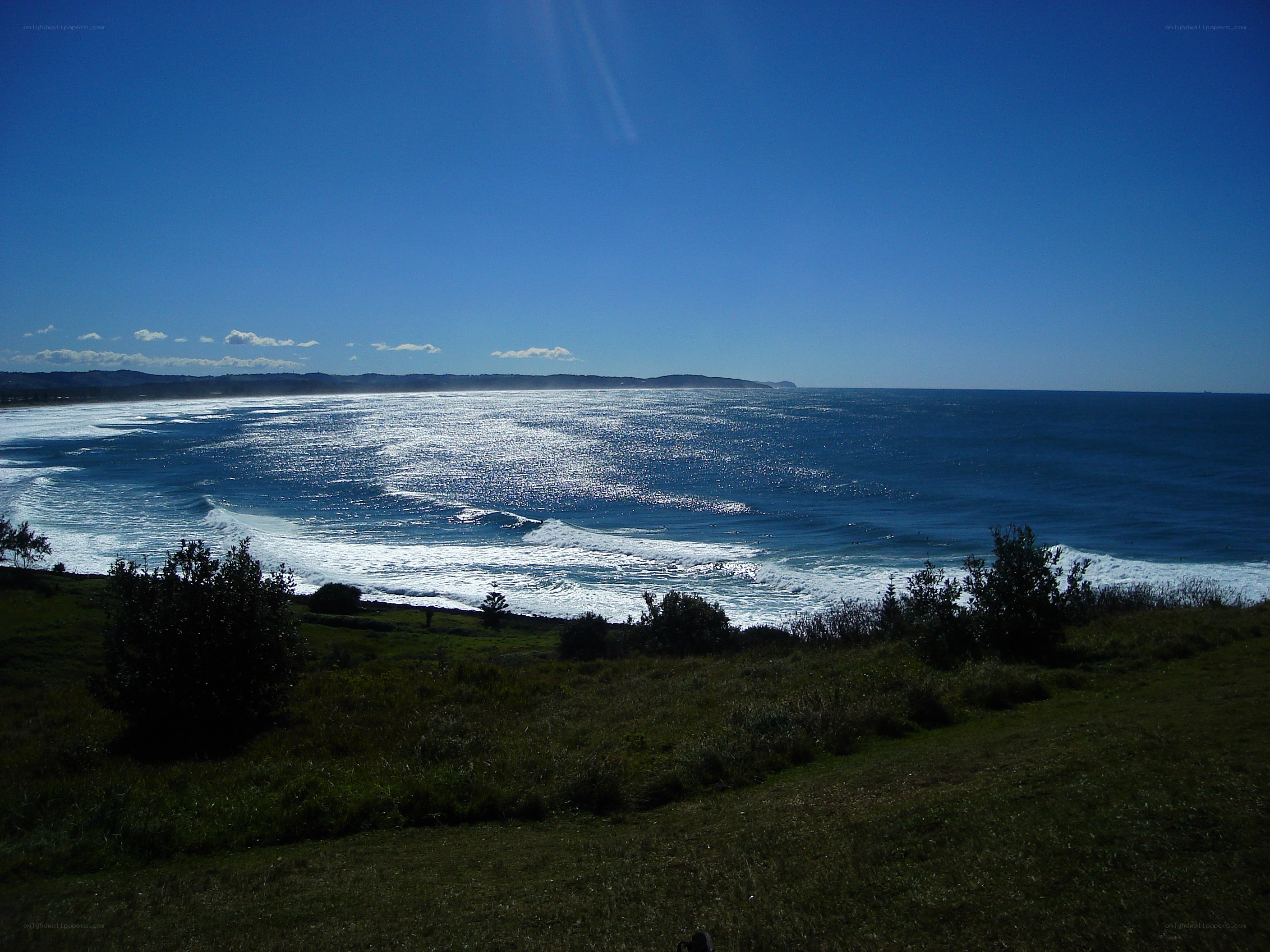 coastal view with ocean waves